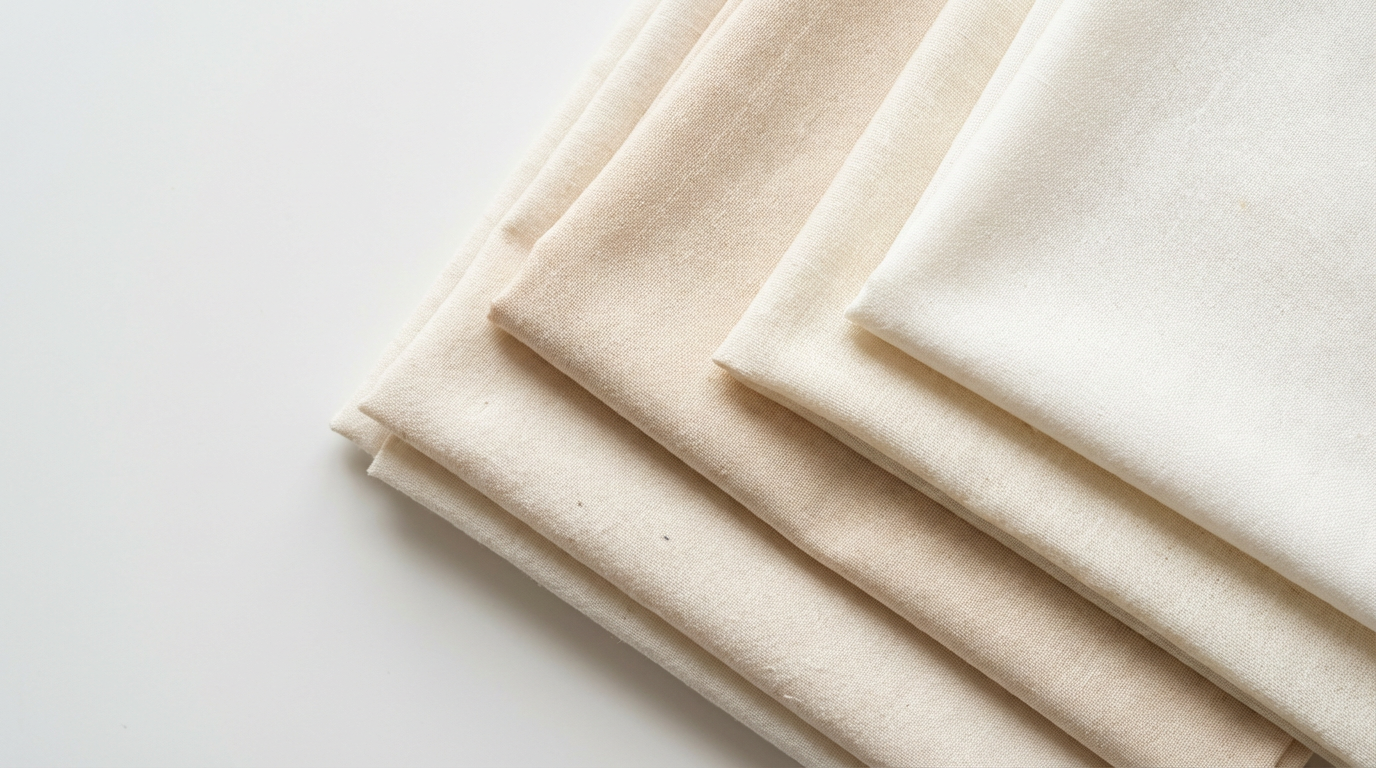 Cotton polyester blended fabric swatches close up