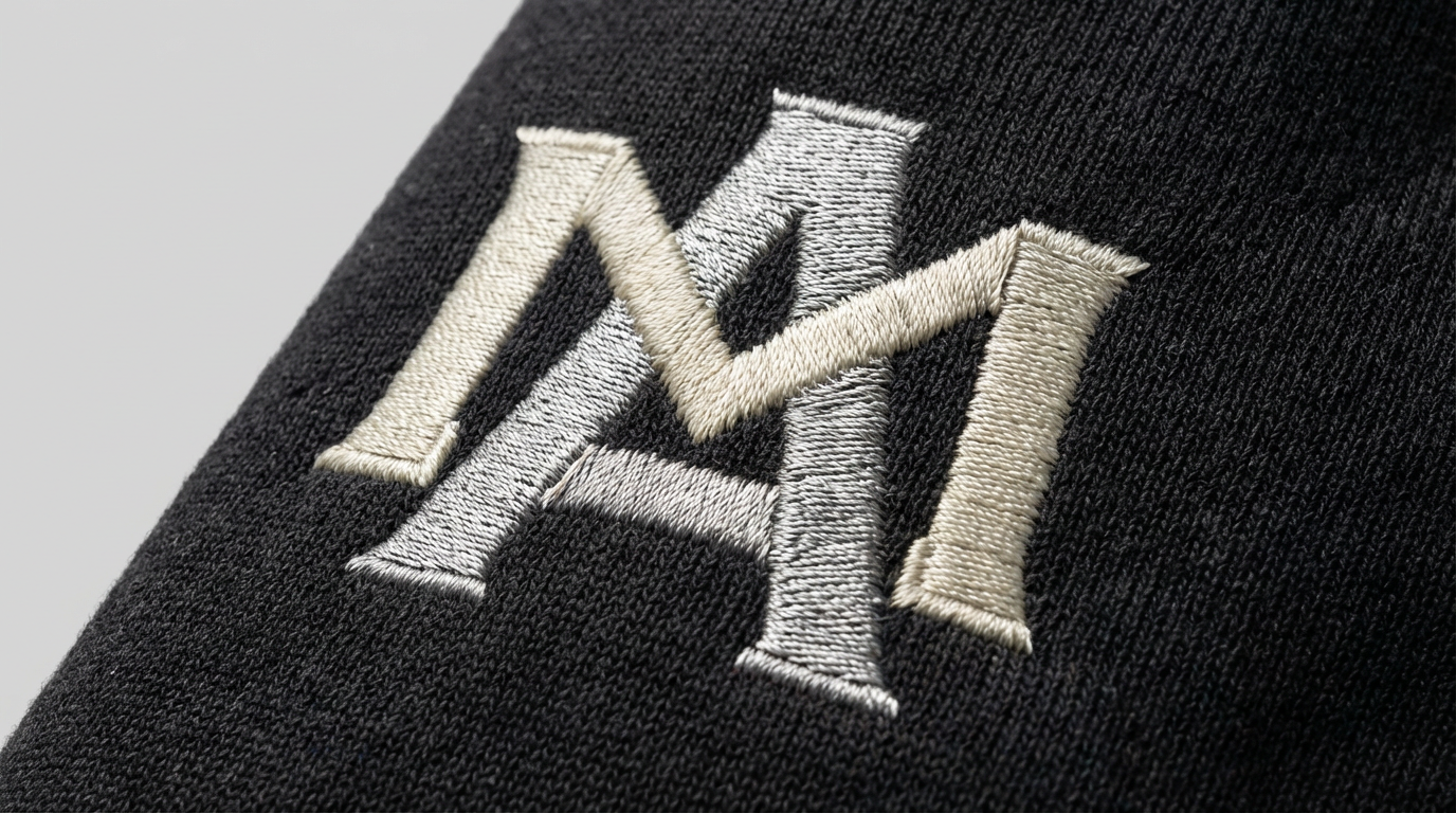 High-density embroidery on premium dark fleece — DRIOV wholesale decoration services